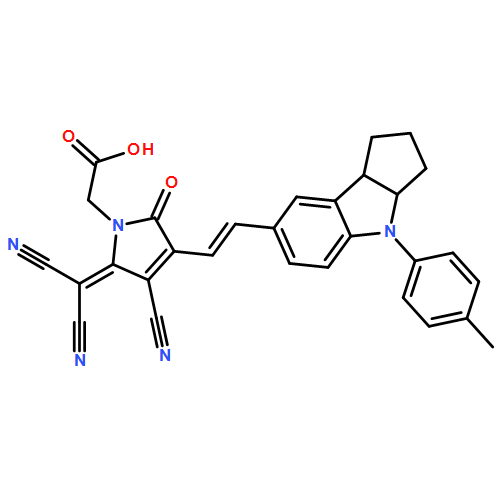 1H-Pyrrole-1-acetic acid, 3-cyano-2-(dicyanomethylene)-4-[2-[1,2,3,3a,4,8b-hexahydro-4-(4-methylphenyl)cyclopent[b]indol-7-yl]ethenyl]-2,5-dihydro-5-oxo-