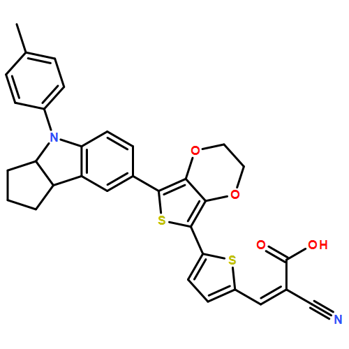 2-Propenoic acid, 2-cyano-3-[5-[7-[1,2,3,3a,4,8b-hexahydro-4-(4-methylphenyl)cyclopent[b]indol-7-yl]-2,3-dihydrothieno[3,4-b]-1,4-dioxin-5-yl]-2-thienyl]-