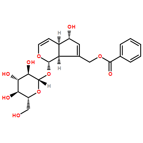 β-D-Glucopyranoside, (1S,4aR,5S,7aS)-7-[(benzoyloxy)methyl]-1,4a,5,7a-tetrahydro-5-hydroxycyclopenta[c]pyran-1-yl