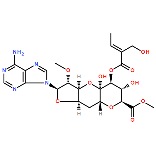 D-arabino-α-L-ido-7-Undeculo-7,3-pyranose-1,4-furanuronic acid, 1-(6-amino-9H-purin-9-yl)-6,10-anhydro-1,5-dideoxy-2-O-methyl-, methyl ester, 8-