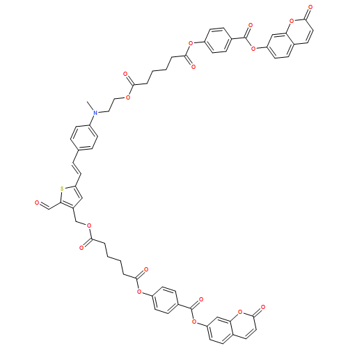 Hexanedioic acid, 1-[[5-[2-[4-[[2-[[1,6-dioxo-6-[4-[[(2-oxo-2H-1-benzopyran-7-yl)oxy]carbonyl]phenoxy]hexyl]oxy]ethyl]methylamino]phenyl]ethenyl]-2-formyl-3-thienyl]methyl] 6-[4-[[(2-oxo-2H-1-benzopyran-7-yl)oxy]carbonyl]phenyl] ester