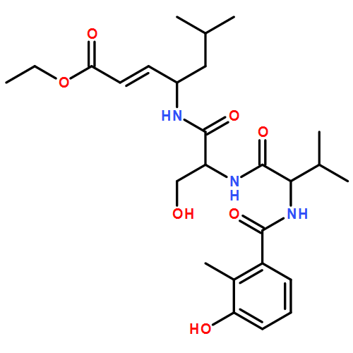 L-Serinamide, N-(3-hydroxy-2-methylbenzoyl)-L-valyl-N-[(1S,2E)-4-ethoxy-1-(2-methylpropyl)-4-oxo-2-buten-1-yl]-