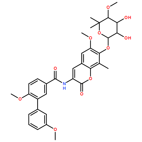 [1,1'-Biphenyl]-3-carboxamide, N-[7-[(6-deoxy-5-C-methyl-4-O-methyl-α-L-lyxo-hexopyranosyl)oxy]-6-methoxy-8-methyl-2-oxo-2H-1-benzopyran-3-yl]-3',6-dimethoxy-