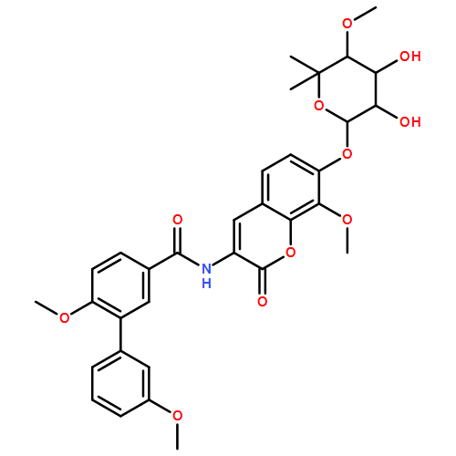 [1,1'-Biphenyl]-3-carboxamide, N-[7-[(6-deoxy-5-C-methyl-4-O-methyl-α-L-lyxo-hexopyranosyl)oxy]-8-methoxy-2-oxo-2H-1-benzopyran-3-yl]-3',6-dimethoxy-