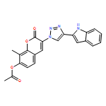 2H-1-Benzopyran-2-one, 7-(acetyloxy)-3-[4-(1H-indol-2-yl)-1H-1,2,3-triazol-1-yl]-8-methyl-