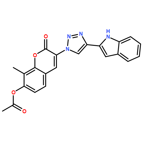 2H-1-Benzopyran-2-one, 7-(acetyloxy)-3-[4-(1H-indol-2-yl)-1H-1,2,3-triazol-1-yl]-8-methyl-