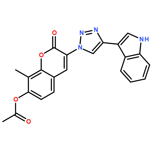 2H-1-Benzopyran-2-one, 7-(acetyloxy)-3-[4-(1H-indol-3-yl)-1H-1,2,3-triazol-1-yl]-8-methyl-