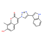 2H-1-Benzopyran-2-one, 7-hydroxy-3-[4-(1H-indol-3-yl)-1H-1,2,3-triazol-1-yl]-8-methyl-