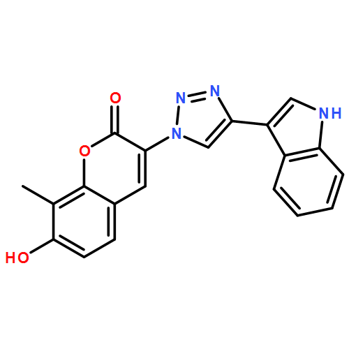 2H-1-Benzopyran-2-one, 7-hydroxy-3-[4-(1H-indol-3-yl)-1H-1,2,3-triazol-1-yl]-8-methyl-