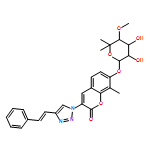 2H-1-Benzopyran-2-one, 7-[(6-deoxy-5-C-methyl-4-O-methyl-α-L-lyxo-hexopyranosyl)oxy]-8-methyl-3-[4-[(1E)-2-phenylethenyl]-1H-1,2,3-triazol-1-yl]-