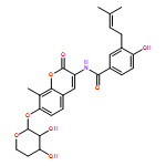 Benzamide, N-[7-[(4-deoxy-α-D-erythro-pentopyranosyl)oxy]-8-methyl-2-oxo-2H-1-benzopyran-3-yl]-4-hydroxy-3-(3-methyl-2-buten-1-yl)-