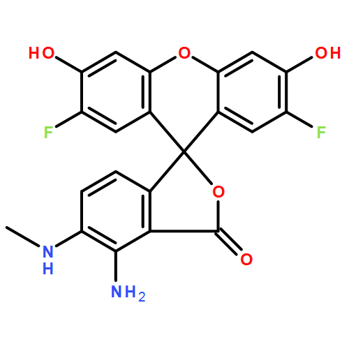 Spiro[isobenzofuran-1(3H),9'-[9H]xanthen]-3-one,
4-amino-2',7'-difluoro-3',6'-dihydroxy-5-(methylamino)-