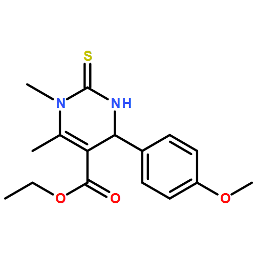 <br>ethyl 4-(4-methoxyphenyl)-1,6-dimethyl-2-thioxo-1,2,3,4-tetrahydropyrimidin e-5-carboxylate