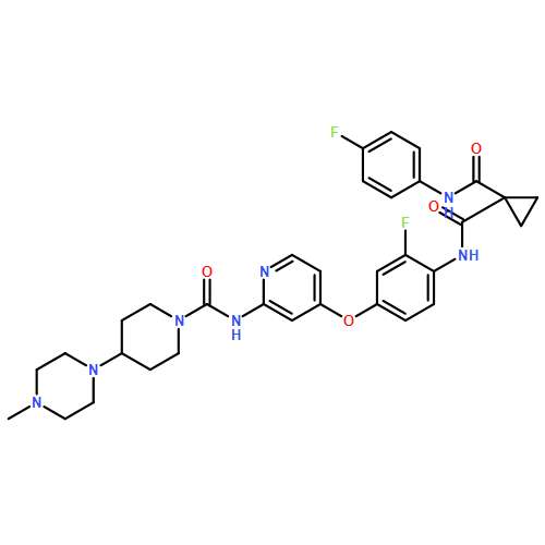 1,1-Cyclopropanedicarboxamide, N-[2-fluoro-4-[[2-[[[4-(4-methyl-1-piperazinyl)-1-piperidinyl]carbonyl]amino]-4-pyridinyl]oxy]phenyl]-N'-(4-fluorophenyl)-