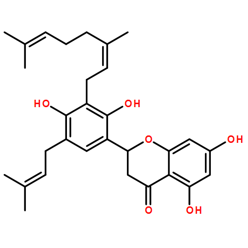 4H-1-Benzopyran-4-one, 2-[3-[(2E)-3,7-dimethyl-2,6-octadien-1-yl]-2,4-dihydroxy-5-(3-methyl-2-buten-1-yl)phenyl]-2,3-dihydro-5,7-dihydroxy-