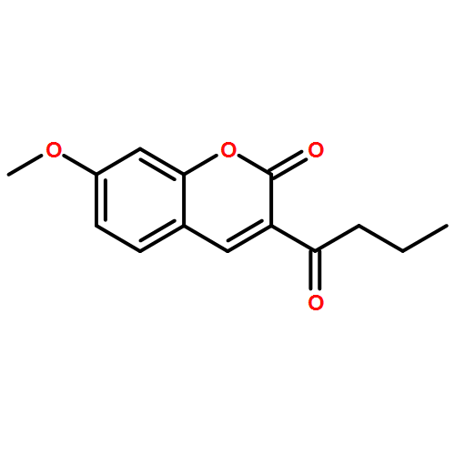 2H-1-Benzopyran-2-one, 7-methoxy-3-(1-oxobutyl)-