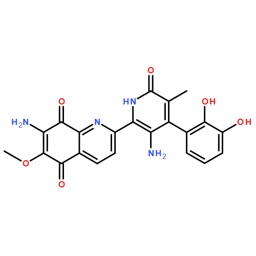 5,8-Quinolinedione, 7-amino-2-[3-amino-4-(2,3-dihydroxyphenyl)-1,6-dihydro-5-methyl-6-oxo-2-pyridinyl]-6-methoxy-