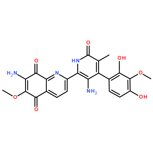 5,8-Quinolinedione, 7-amino-2-[3-amino-4-(2,4-dihydroxy-3-methoxyphenyl)-1,6-dihydro-5-methyl-6-oxo-2-pyridinyl]-6-methoxy-