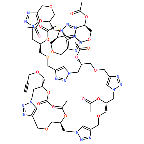 1H-1,2,3-Triazole-1-ethanol, 4-[[(2R)-2-(acetyloxy)-3-[4-[[(2S)-2-(acetyloxy)-3-[4-[[(2R)-2-(acetyloxy)-3-[4-[[(2S)-2-oxiranylmethoxy]methyl]-1H-1,2,3-triazol-1-yl]propoxy]methyl]-1H-1,2,3-triazol-1-yl]propoxy]methyl]-1H-1,2,3-triazol-1-yl]propoxy]methyl]-α-[[[1-[(2R)-2-(acetyloxy)-3-[[1-[(2S)-2-(acetyloxy)-3-[[1-[(2R)-2-(acetyloxy)-3-(2-propyn-1-yloxy)propyl]-1H-1,2,3-triazol-4-yl]methoxy]propyl]-1H-1,2,3-triazol-4-yl]methoxy]propyl]-1H-1,2,3-triazol-4-yl]methoxy]methyl]-, 1-acetate, (αS)-