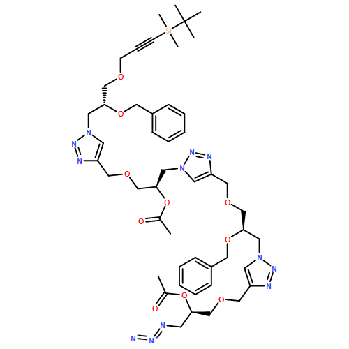 1H-1,2,3-Triazole-1-ethanol, 4-[[(2R)-3-[4-[[(2R)-2-(acetyloxy)-3-azidopropoxy]methyl]-1H-1,2,3-triazol-1-yl]-2-(phenylmethoxy)propoxy]methyl]-α-[[[1-[(2R)-3-[[3-[(1,1-dimethylethyl)dimethylsilyl]-2-propyn-1-yl]oxy]-2-(phenylmethoxy)propyl]-1H-1,2,3-triazol-4-yl]methoxy]methyl]-, 1-acetate, (αR)-