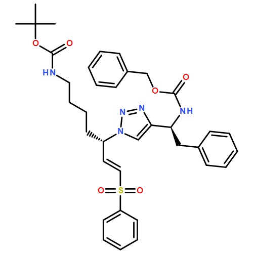 Carbamic acid, N-[(1S)-1-[1-[(1S)-5-[[(1,1-dimethylethoxy)carbonyl]amino]-1-[(1E)-2-(phenylsulfonyl)ethenyl]pentyl]-1H-1,2,3-triazol-4-yl]-2-phenylethyl]-, phenylmethyl ester