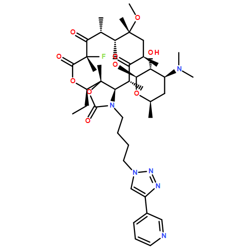 2H-Oxacyclotetradecino[4,3-d]oxazole-2,6,8,14(1H,7H,9H)-tetrone, 4-ethyl-7-fluorooctahydro-11-methoxy-3a,7,9,11,13,15-hexamethyl-1-[4-[4-(3-pyridinyl)-1H-1,2,3-triazol-1-yl]butyl]-10-[[3,4,6-trideoxy-3-(dimethylamino)-β-D-xylo-hexopyranosyl]oxy]-, (3aS,4R,7S,9R,10R,11R,13R,15R,15aR)-