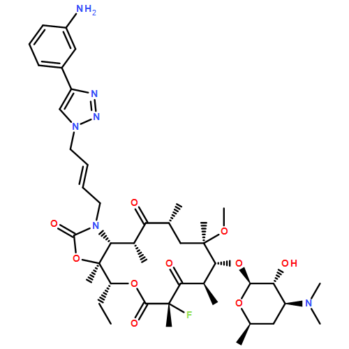 2H-Oxacyclotetradecino[4,3-d]oxazole-2,6,8,14(1H,7H,9H)-tetrone, 1-[(2E)-4-[4-(3-aminophenyl)-1H-1,2,3-triazol-1-yl]-2-buten-1-yl]-4-ethyl-7-fluorooctahydro-11-methoxy-3a,7,9,11,13,15-hexamethyl-10-[[3,4,6-trideoxy-3-(dimethylamino)-β-D-xylo-hexopyranosyl]oxy]-, (3aS,4R,7S,9R,10R,11R,13R,15R,15aR)-