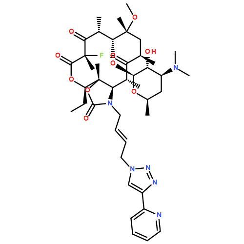 2H-Oxacyclotetradecino[4,3-d]oxazole-2,6,8,14(1H,7H,9H)-tetrone, 4-ethyl-7-fluorooctahydro-11-methoxy-3a,7,9,11,13,15-hexamethyl-1-[(2E)-4-[4-(2-pyridinyl)-1H-1,2,3-triazol-1-yl]-2-buten-1-yl]-10-[[3,4,6-trideoxy-3-(dimethylamino)-β-D-xylo-hexopyranosyl]oxy]-, (3aS,4R,7S,9R,10R,11R,13R,15R,15aR)-