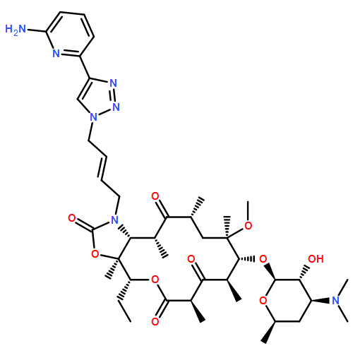 2H-Oxacyclotetradecino[4,3-d]oxazole-2,6,8,14(1H,7H,9H)-tetrone, 1-[(2E)-4-[4-(6-amino-2-pyridinyl)-1H-1,2,3-triazol-1-yl]-2-buten-1-yl]-4-ethyloctahydro-11-methoxy-3a,7,9,11,13,15-hexamethyl-10-[[3,4,6-trideoxy-3-(dimethylamino)-β-D-xylo-hexopyranosyl]oxy]-, (3aS,4R,7R,9R,10R,11R,13R,15R,15aR)-