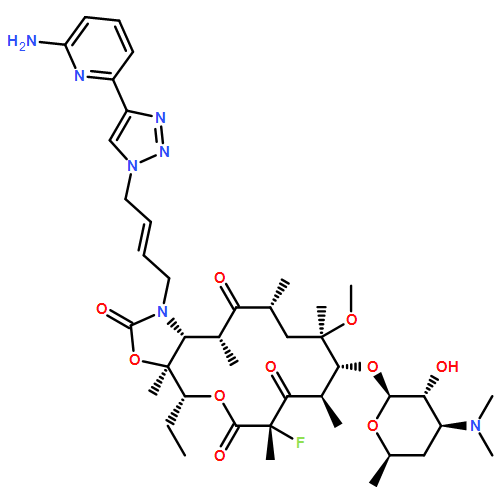 2H-Oxacyclotetradecino[4,3-d]oxazole-2,6,8,14(1H,7H,9H)-tetrone, 1-[(2E)-4-[4-(6-amino-2-pyridinyl)-1H-1,2,3-triazol-1-yl]-2-buten-1-yl]-4-ethyl-7-fluorooctahydro-11-methoxy-3a,7,9,11,13,15-hexamethyl-10-[[3,4,6-trideoxy-3-(dimethylamino)-β-D-xylo-hexopyranosyl]oxy]-, (3aS,4R,7S,9R,10R,11R,13R,15R,15aR)-