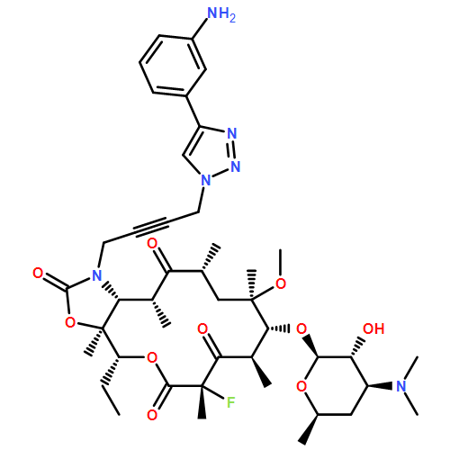 2H-Oxacyclotetradecino[4,3-d]oxazole-2,6,8,14(1H,7H,9H)-tetrone, 1-[4-[4-(3-aminophenyl)-1H-1,2,3-triazol-1-yl]-2-butyn-1-yl]-4-ethyl-7-fluorooctahydro-11-methoxy-3a,7,9,11,13,15-hexamethyl-10-[[3,4,6-trideoxy-3-(dimethylamino)-β-D-xylo-hexopyranosyl]oxy]-, (3aS,4R,7S,9R,10R,11R,13R,15R,15aR)-