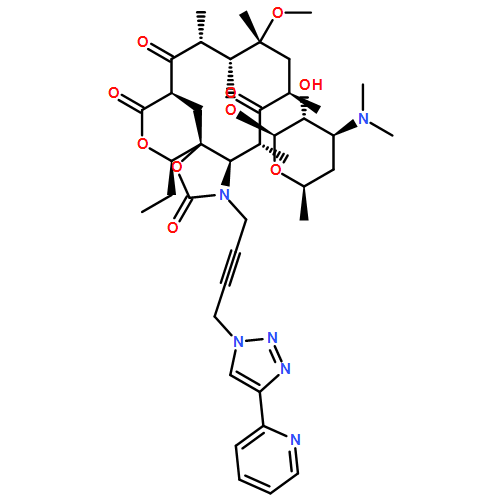 2H-Oxacyclotetradecino[4,3-d]oxazole-2,6,8,14(1H,7H,9H)-tetrone, 4-ethyloctahydro-11-methoxy-3a,7,9,11,13,15-hexamethyl-1-[4-[4-(2-pyridinyl)-1H-1,2,3-triazol-1-yl]-2-butyn-1-yl]-10-[[3,4,6-trideoxy-3-(dimethylamino)-β-D-xylo-hexopyranosyl]oxy]-, (3aS,4R,7R,9R,10R,11R,13R,15R,15aR)-