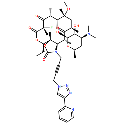 2H-Oxacyclotetradecino[4,3-d]oxazole-2,6,8,14(1H,7H,9H)-tetrone, 4-ethyl-7-fluorooctahydro-11-methoxy-3a,7,9,11,13,15-hexamethyl-1-[4-[4-(2-pyridinyl)-1H-1,2,3-triazol-1-yl]-2-butyn-1-yl]-10-[[3,4,6-trideoxy-3-(dimethylamino)-β-D-xylo-hexopyranosyl]oxy]-, (3aS,4R,7S,9R,10R,11R,13R,15R,15aR)-