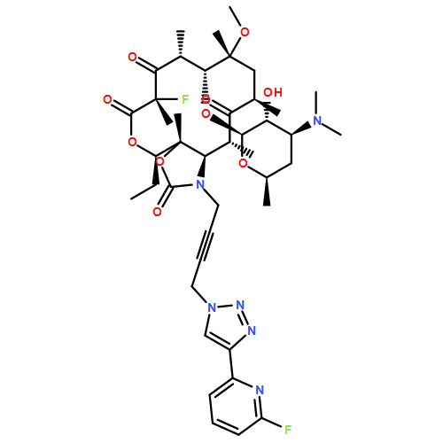 2H-Oxacyclotetradecino[4,3-d]oxazole-2,6,8,14(1H,7H,9H)-tetrone, 4-ethyl-7-fluoro-1-[4-[4-(6-fluoro-2-pyridinyl)-1H-1,2,3-triazol-1-yl]-2-butyn-1-yl]octahydro-11-methoxy-3a,7,9,11,13,15-hexamethyl-10-[[3,4,6-trideoxy-3-(dimethylamino)-β-D-xylo-hexopyranosyl]oxy]-, (3aS,4R,7S,9R,10R,11R,13R,15R,15aR)-