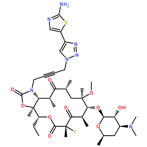 2H-Oxacyclotetradecino[4,3-d]oxazole-2,6,8,14(1H,7H,9H)-tetrone, 1-[4-[4-(2-amino-5-thiazolyl)-1H-1,2,3-triazol-1-yl]-2-butyn-1-yl]-4-ethyl-7-fluorooctahydro-11-methoxy-3a,7,9,11,13,15-hexamethyl-10-[[3,4,6-trideoxy-3-(dimethylamino)-β-D-xylo-hexopyranosyl]oxy]-, (3aS,4R,7S,9R,10R,11R,13R,15R,15aR)-