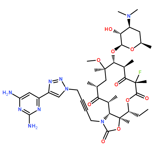 2H-Oxacyclotetradecino[4,3-d]oxazole-2,6,8,14(1H,7H,9H)-tetrone, 1-[4-[4-(2,6-diamino-4-pyrimidinyl)-1H-1,2,3-triazol-1-yl]-2-butyn-1-yl]-4-ethyl-7-fluorooctahydro-11-methoxy-3a,7,9,11,13,15-hexamethyl-10-[[3,4,6-trideoxy-3-(dimethylamino)-β-D-xylo-hexopyranosyl]oxy]-, (3aS,4R,7S,9R,10R,11R,13R,15R,15aR)-