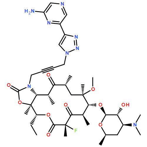 2H-Oxacyclotetradecino[4,3-d]oxazole-2,6,8,14(1H,7H,9H)-tetrone, 1-[4-[4-(6-amino-2-pyrazinyl)-1H-1,2,3-triazol-1-yl]-2-butyn-1-yl]-4-ethyl-7-fluorooctahydro-11-methoxy-3a,7,9,11,13,15-hexamethyl-10-[[3,4,6-trideoxy-3-(dimethylamino)-β-D-xylo-hexopyranosyl]oxy]-, (3aS,4R,7S,9R,10R,11R,13R,15R,15aR)-