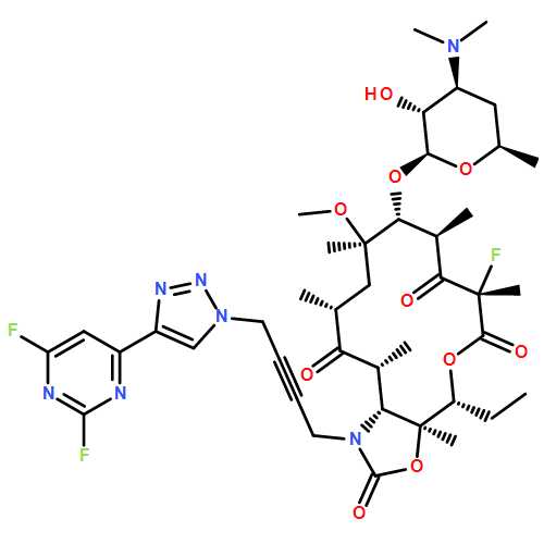 2H-Oxacyclotetradecino[4,3-d]oxazole-2,6,8,14(1H,7H,9H)-tetrone, 1-[4-[4-(2,6-difluoro-4-pyrimidinyl)-1H-1,2,3-triazol-1-yl]-2-butyn-1-yl]-4-ethyl-7-fluorooctahydro-11-methoxy-3a,7,9,11,13,15-hexamethyl-10-[[3,4,6-trideoxy-3-(dimethylamino)-β-D-xylo-hexopyranosyl]oxy]-, (3aS,4R,7S,9R,10R,11R,13R,15R,15aR)-