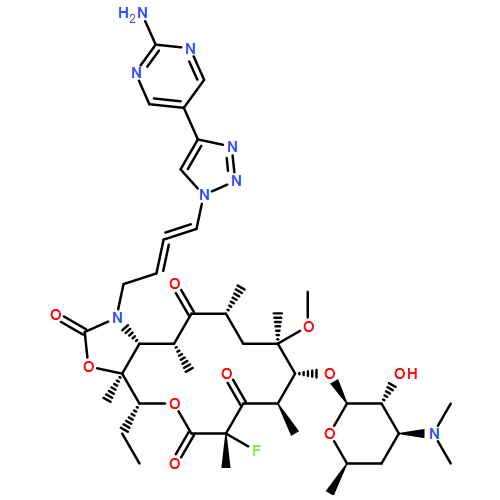 2H-Oxacyclotetradecino[4,3-d]oxazole-2,6,8,14(1H,7H,9H)-tetrone, 1-[4-[4-(2-amino-5-pyrimidinyl)-1H-1,2,3-triazol-1-yl]-2,3-butadien-1-yl]-4-ethyl-7-fluorooctahydro-11-methoxy-3a,7,9,11,13,15-hexamethyl-10-[[3,4,6-trideoxy-3-(dimethylamino)-β-D-xylo-hexopyranosyl]oxy]-, (3aS,4R,7S,9R,10R,11R,13R,15R,15aR)-