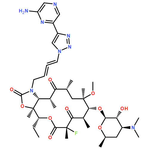 2H-Oxacyclotetradecino[4,3-d]oxazole-2,6,8,14(1H,7H,9H)-tetrone, 1-[4-[4-(6-amino-2-pyrazinyl)-1H-1,2,3-triazol-1-yl]-2,3-butadien-1-yl]-4-ethyl-7-fluorooctahydro-11-methoxy-3a,7,9,11,13,15-hexamethyl-10-[[3,4,6-trideoxy-3-(dimethylamino)-β-D-xylo-hexopyranosyl]oxy]-, (3aS,4R,7S,9R,10R,11R,13R,15R,15aR)-