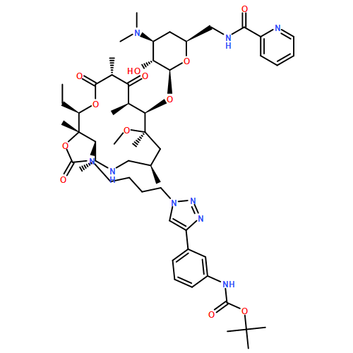 Carbamic acid, N-[3-[1-[4-[(3aR,4R,7R,9R,10R,11R,13R,16R,16aS)-16-ethyltetradecahydro-9-methoxy-4,7,9,11,13,16a-hexamethyl-2,12,14-trioxo-10-[[3,4,6-trideoxy-3-(dimethylamino)-6-[(2-pyridinylcarbonyl)amino]-β-D-xylo-hexopyranosyl]oxy]oxazolo[5,4-c][1,6]oxaazacyclopentadecin-3(2H)-yl]butyl]-1H-1,2,3-triazol-4-yl]phenyl]-, 1,1-dimethylethyl ester