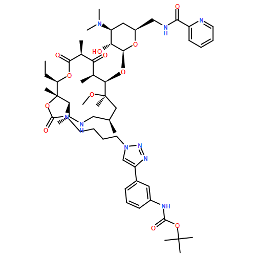 Carbamic acid, N-[3-[1-[4-[(3aR,4R,7R,9R,10R,11R,13S,16R,16aS)-16-ethyltetradecahydro-9-methoxy-4,7,9,11,13,16a-hexamethyl-2,12,14-trioxo-10-[[3,4,6-trideoxy-3-(dimethylamino)-6-[(2-pyridinylcarbonyl)amino]-β-D-xylo-hexopyranosyl]oxy]oxazolo[5,4-c][1,6]oxaazacyclopentadecin-3(2H)-yl]butyl]-1H-1,2,3-triazol-4-yl]phenyl]-, 1,1-dimethylethyl ester