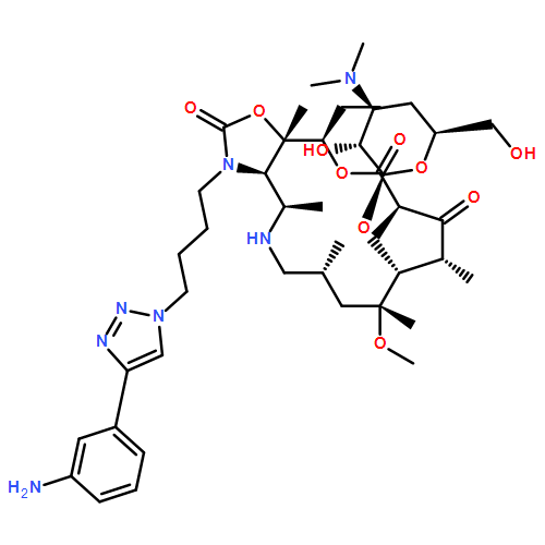 Oxazolo[5,4-c][1,6]oxaazacyclopentadecine-2,12,14(13H)-trione, 3-[4-[4-(3-aminophenyl)-1H-1,2,3-triazol-1-yl]butyl]-10-[[3,4-dideoxy-3-(dimethylamino)-β-D-xylo-hexopyranosyl]oxy]-16-ethyldodecahydro-9-methoxy-4,7,9,11,13,16a-hexamethyl-, (3aR,4R,7R,9R,10R,11R,13R,16R,16aS)-