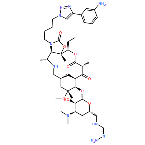 Oxazolo[5,4-c][1,6]oxaazacyclopentadecine-2,12,14(13H)-trione, 10-[[6-[(aminoiminomethyl)amino]-3,4,6-trideoxy-3-(dimethylamino)-β-D-xylo-hexopyranosyl]oxy]-3-[4-[4-(3-aminophenyl)-1H-1,2,3-triazol-1-yl]butyl]-16-ethyldodecahydro-9-methoxy-4,7,9,11,13,16a-hexamethyl-, (3aR,4R,7R,9R,10R,11R,13R,16R,16aS)-