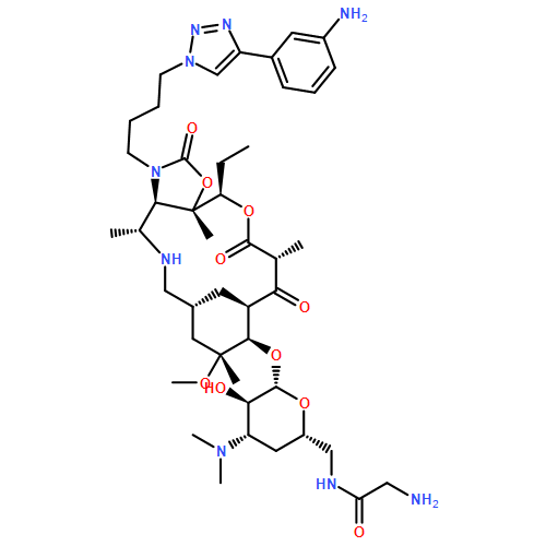 Oxazolo[5,4-c][1,6]oxaazacyclopentadecine-2,12,14(13H)-trione, 10-[[6-[(2-aminoacetyl)amino]-3,4,6-trideoxy-3-(dimethylamino)-β-D-xylo-hexopyranosyl]oxy]-3-[4-[4-(3-aminophenyl)-1H-1,2,3-triazol-1-yl]butyl]-16-ethyldodecahydro-9-methoxy-4,7,9,11,13,16a-hexamethyl-, (3aR,4R,7R,9R,10R,11R,13R,16R,16aS)-