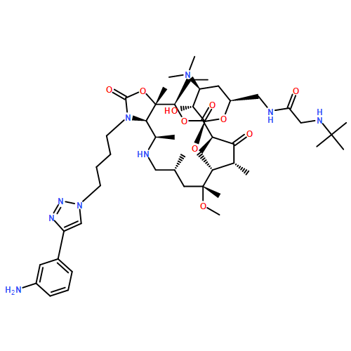 Oxazolo[5,4-c][1,6]oxaazacyclopentadecine-2,12,14(13H)-trione, 3-[4-[4-(3-aminophenyl)-1H-1,2,3-triazol-1-yl]butyl]-16-ethyldodecahydro-9-methoxy-4,7,9,11,13,16a-hexamethyl-10-[[3,4,6-trideoxy-3-(dimethylamino)-6-[[2-[(1,1-dimethylethyl)amino]acetyl]amino]-β-D-xylo-hexopyranosyl]oxy]-, (3aR,4R,7R,9R,10R,11R,13R,16R,16aS)-