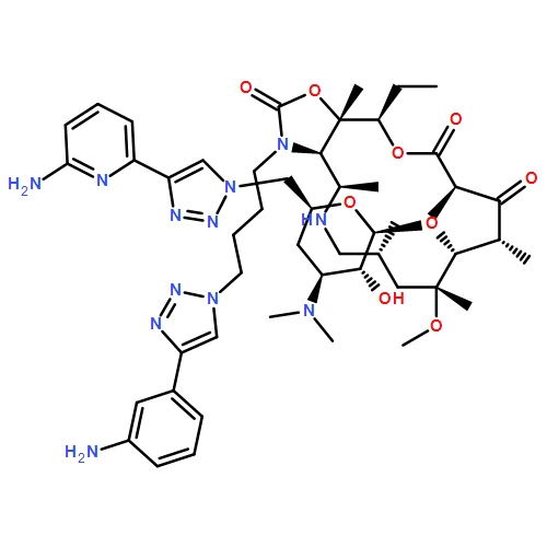 Oxazolo[5,4-c][1,6]oxaazacyclopentadecine-2,12,14(13H)-trione, 3-[4-[4-(3-aminophenyl)-1H-1,2,3-triazol-1-yl]butyl]-10-[[6-[4-(6-amino-2-pyridinyl)-1H-1,2,3-triazol-1-yl]-3,4,6-trideoxy-3-(dimethylamino)-β-D-xylo-hexopyranosyl]oxy]-16-ethyldodecahydro-9-methoxy-4,7,9,11,13,16a-hexamethyl-, (3aR,4R,7R,9R,10R,11R,13R,16R,16aS)-