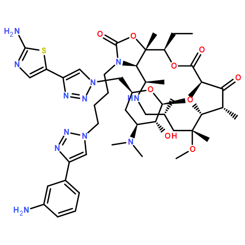 Oxazolo[5,4-c][1,6]oxaazacyclopentadecine-2,12,14(13H)-trione, 3-[4-[4-(3-aminophenyl)-1H-1,2,3-triazol-1-yl]butyl]-10-[[6-[4-(2-amino-5-thiazolyl)-1H-1,2,3-triazol-1-yl]-3,4,6-trideoxy-3-(dimethylamino)-β-D-xylo-hexopyranosyl]oxy]-16-ethyldodecahydro-9-methoxy-4,7,9,11,13,16a-hexamethyl-, (3aR,4R,7R,9R,10R,11R,13R,16R,16aS)-