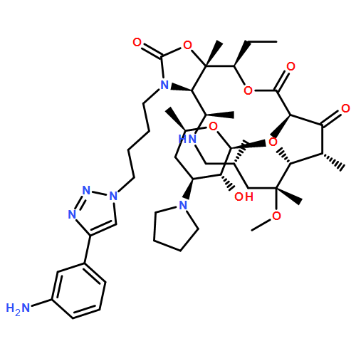 Oxazolo[5,4-c][1,6]oxaazacyclopentadecine-2,12,14(13H)-trione, 3-[4-[4-(3-aminophenyl)-1H-1,2,3-triazol-1-yl]butyl]-16-ethyldodecahydro-9-methoxy-4,7,9,11,13,16a-hexamethyl-10-[[3,4,6-trideoxy-3-(1-pyrrolidinyl)-β-D-xylo-hexopyranosyl]oxy]-, (3aR,4R,7R,9R,10R,11R,13R,16R,16aS)-