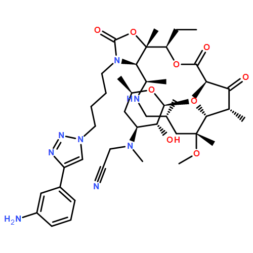 Oxazolo[5,4-c][1,6]oxaazacyclopentadecine-2,12,14(13H)-trione, 3-[4-[4-(3-aminophenyl)-1H-1,2,3-triazol-1-yl]butyl]-10-[[3-[(cyanomethyl)methylamino]-3,4,6-trideoxy-β-D-xylo-hexopyranosyl]oxy]-16-ethyldodecahydro-9-methoxy-4,7,9,11,13,16a-hexamethyl-, (3aR,4R,7R,9R,10R,11R,13R,16R,16aS)-